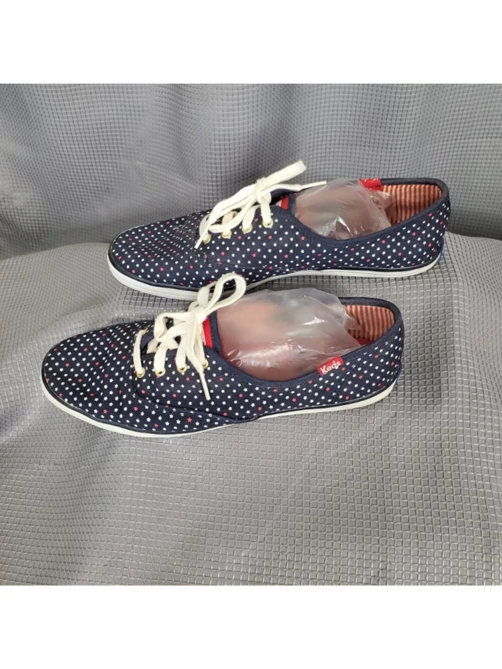 Keds Womens Size 8 Sneakers Shoes Star Print Lace Up Casual Canvas Patriotic Fun
